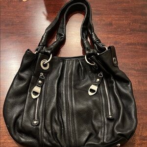 B. Makowsky Black Leather Shoulder Bag
